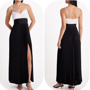 NWT Express Size4 Color Block Pleated Cutout Sexy Spaghetti Straps& Side Slit